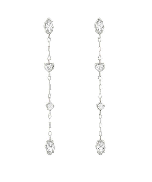 Silver CZ Linear Earrings