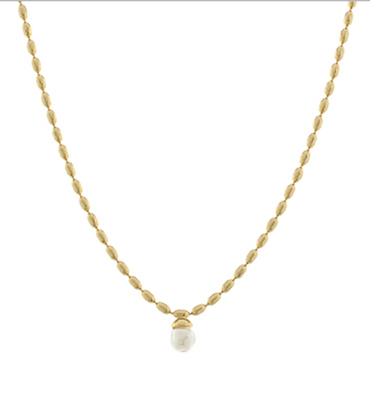 Pearl Pendant Riceball Chain Necklace