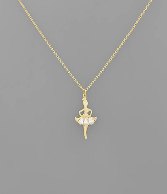 Pave Ballerina Pendant Necklace
