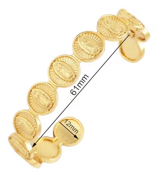 Religious Virgin Mary Cuff Bracelet | Gold