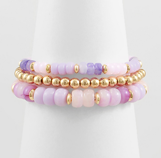Purple Beaded Bracelet Set