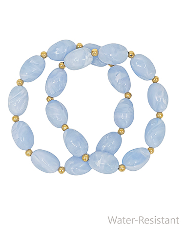 Blue Marble Beaded Bracelet