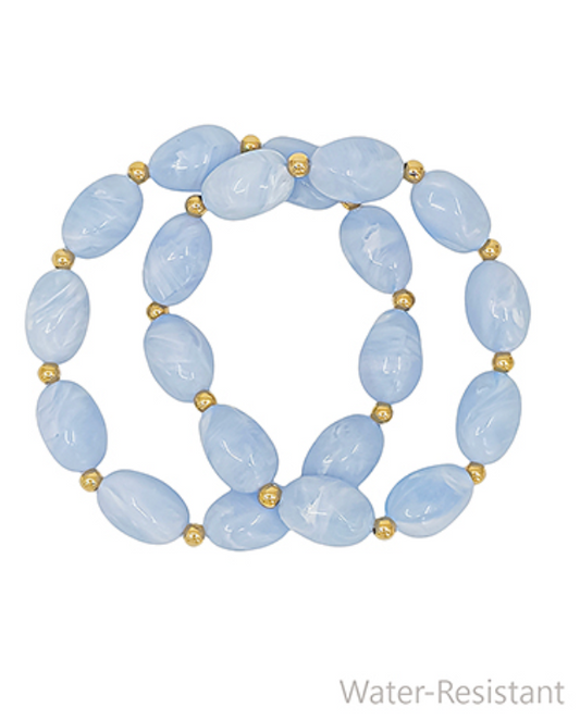 Blue Marble Beaded Bracelet