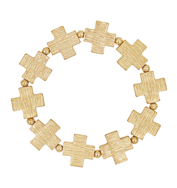Gold Cross Stretch Bracelet