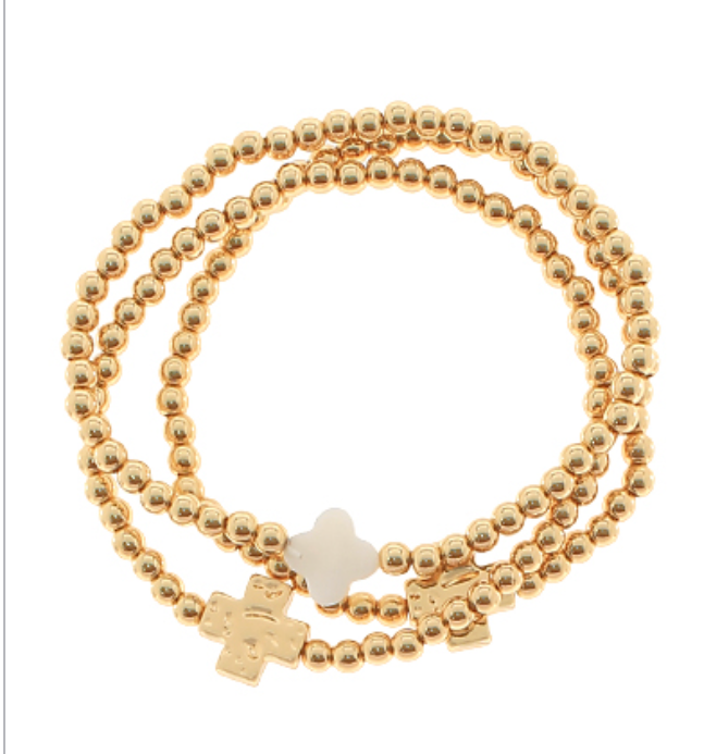 Gold Cross Bracelet Set