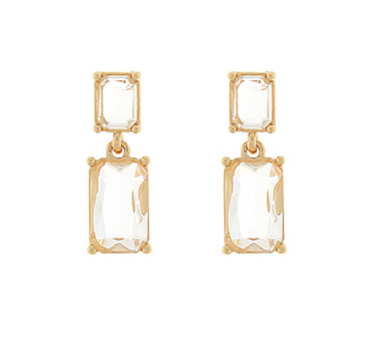 Rectangle Rhinestone Drop Earrings