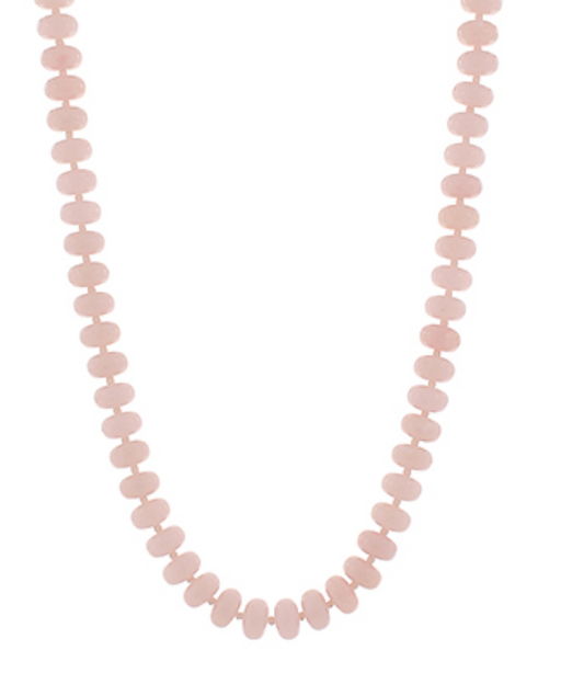 Gemstone Beaded Necklace | Light Pink