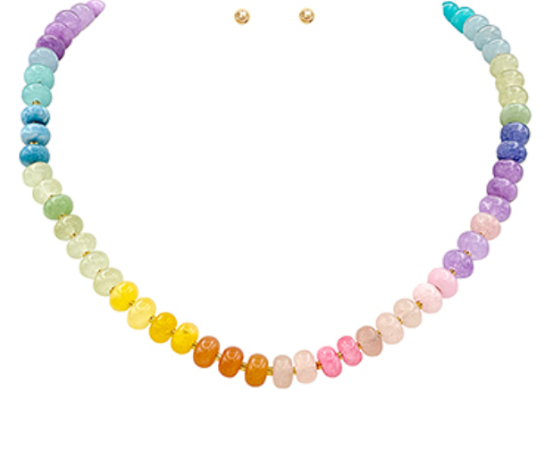Beaded Necklace Earring Set | Multi Color