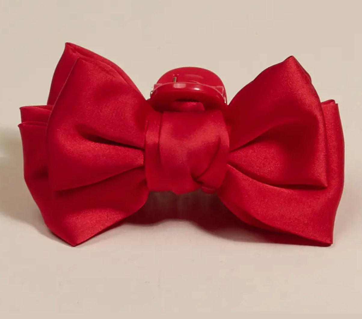 Mini Satin Bow Claw Clip | Red