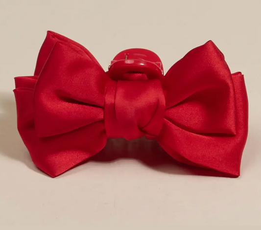 Mini Satin Bow Claw Clip | Red