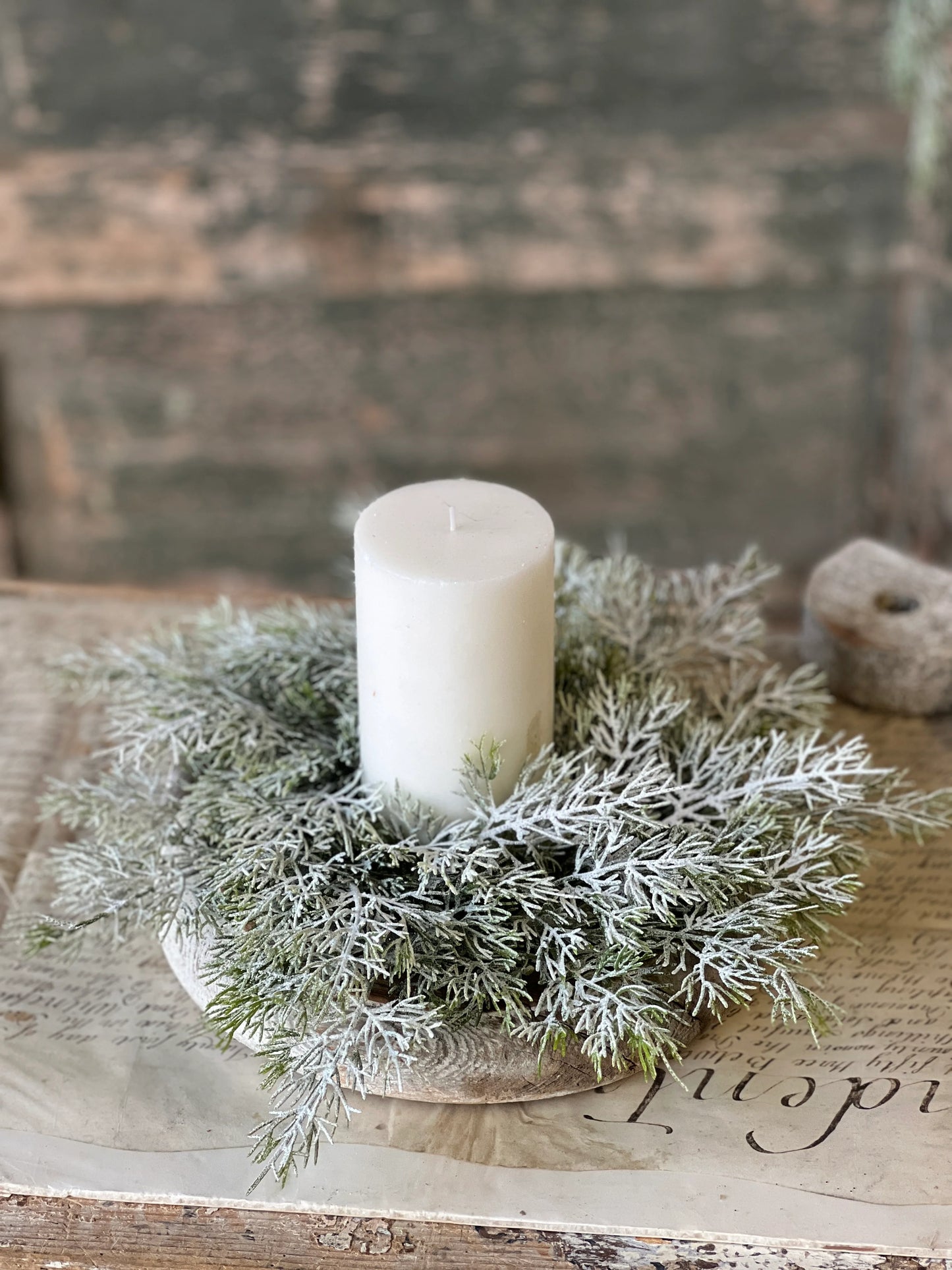 14" Fairisle Cedar Candle Ring