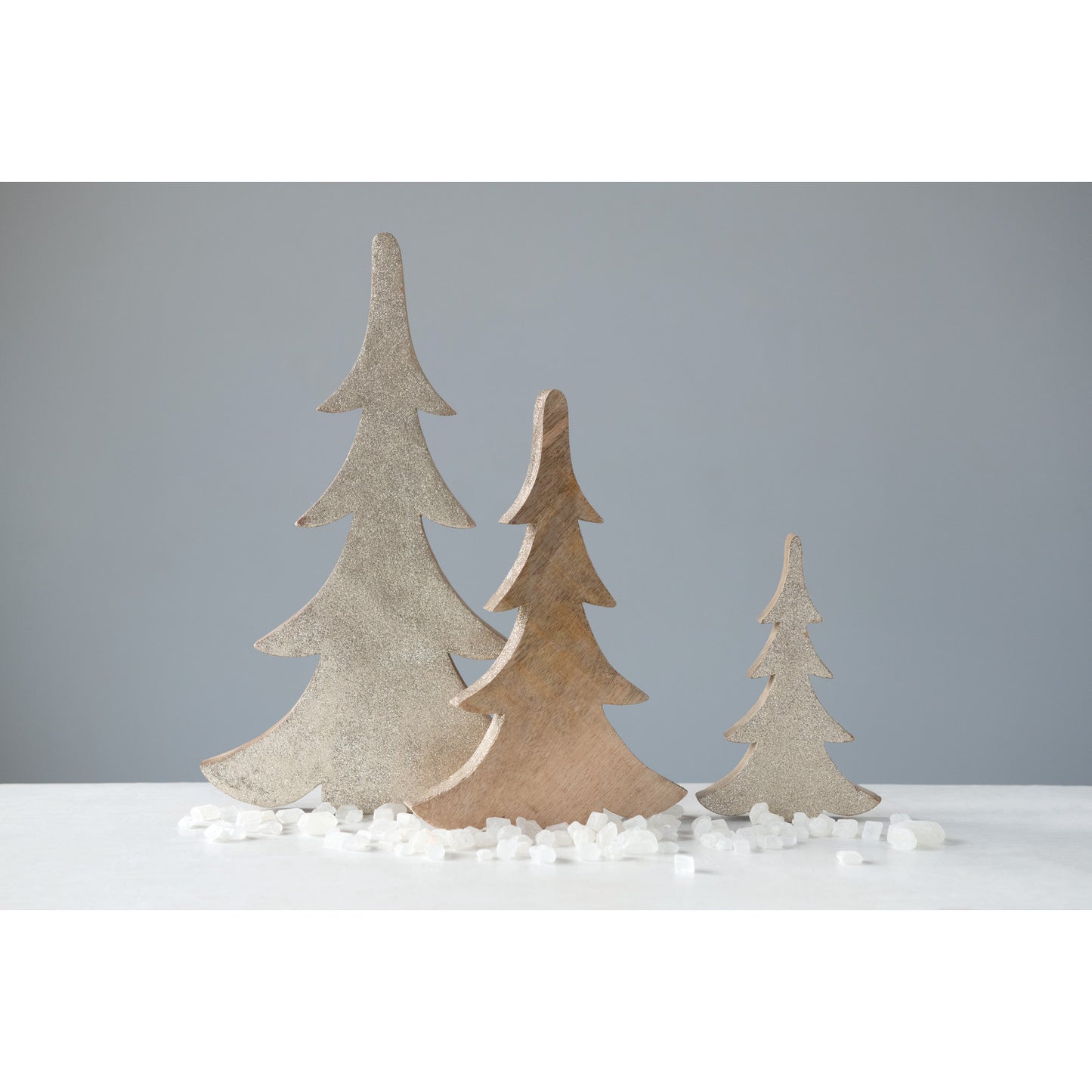 Glitter Wood Trees | Set of 3