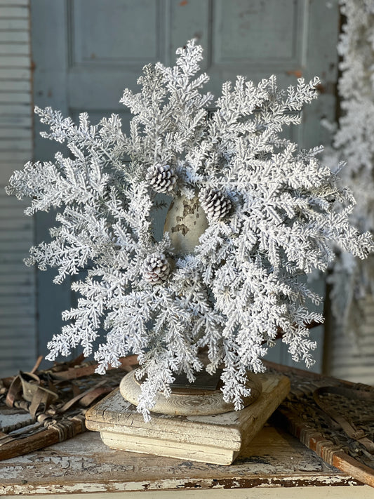 22" Snowy Hemingway Fir Candle Ring