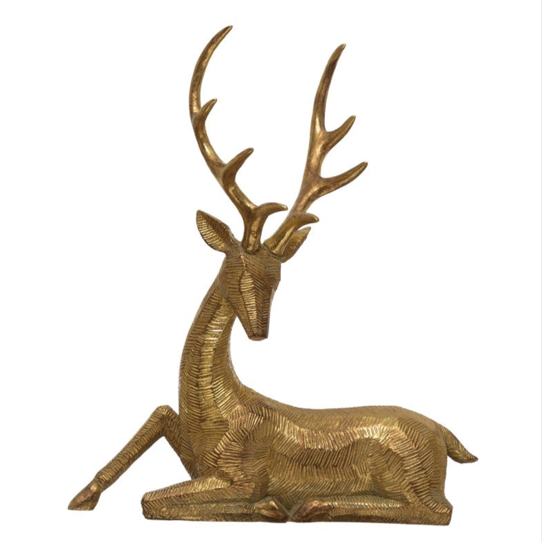 Gold Finish Resin Deer