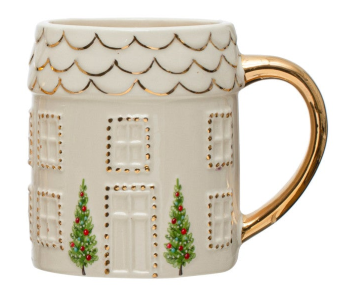 Hand-Painted Stoneware House Mug