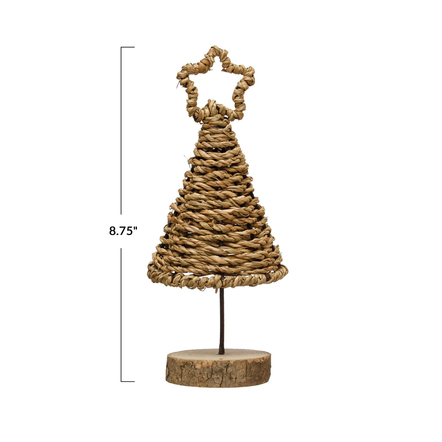 8.75" Rattan Tree w/ star and wood base