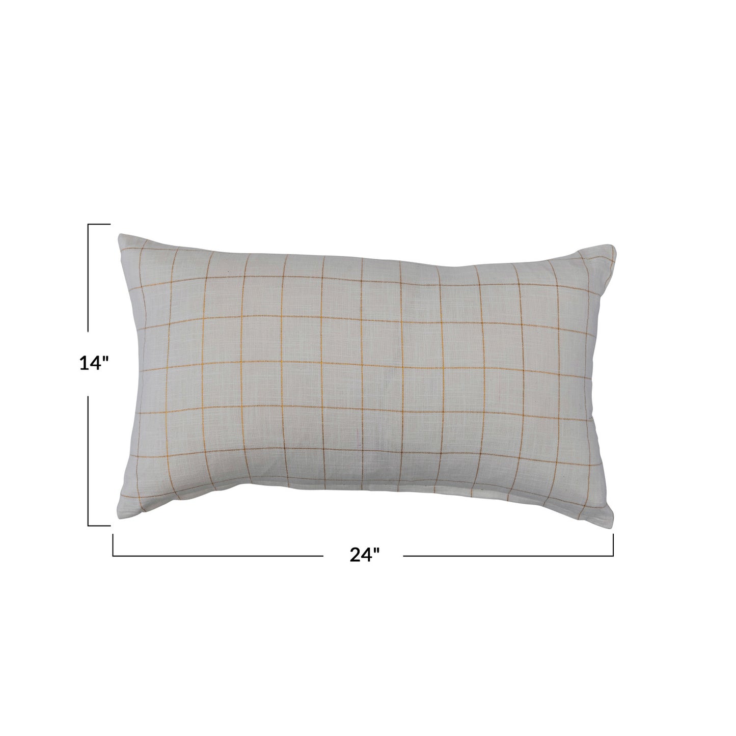 24" Lumbar Cream Pillow w/ Gold Thread