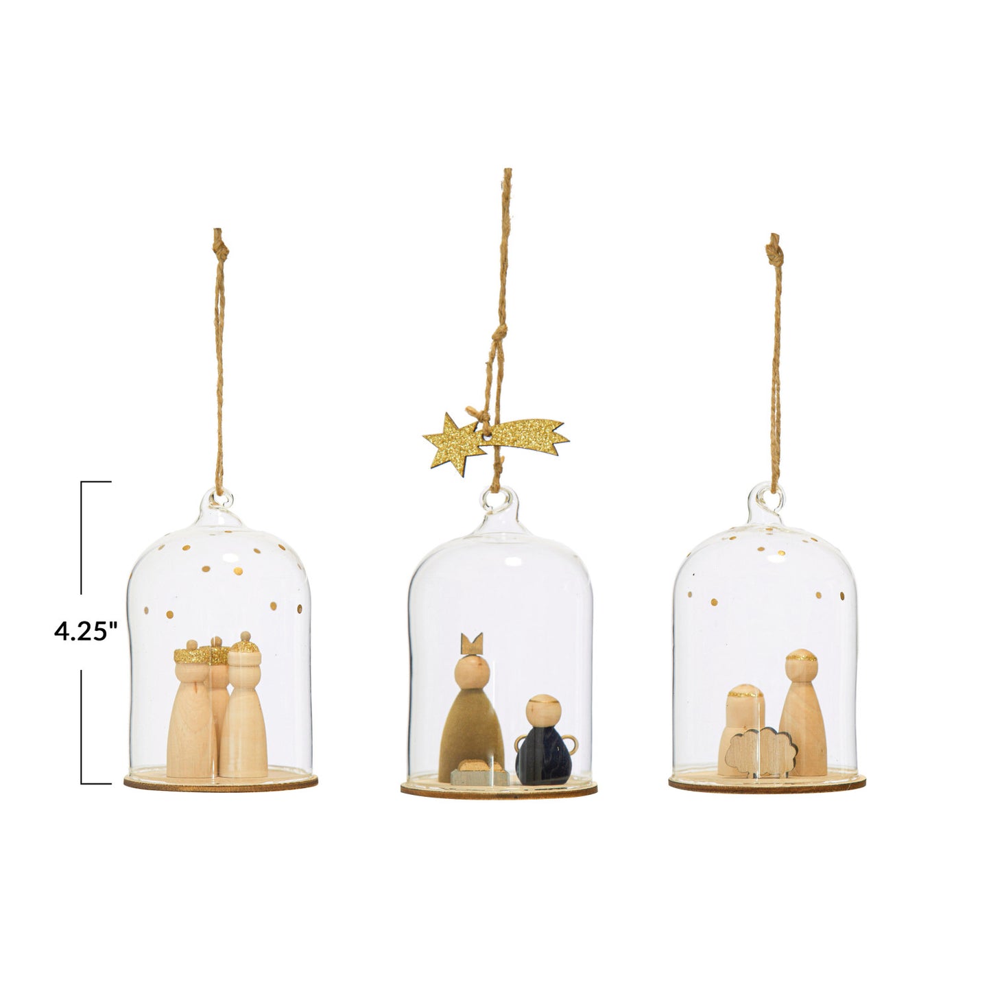 4.25" Glass Cloche Nativity Ornament