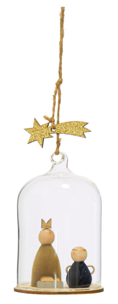 4.25" Glass Cloche Nativity Ornament