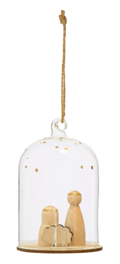 4.25" Glass Cloche Nativity Ornament