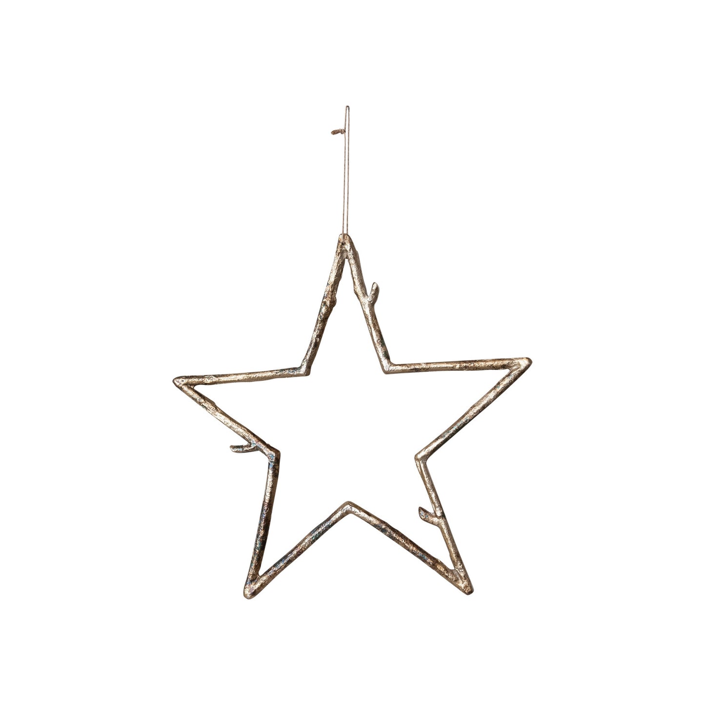 Metal Twig Star Ornament | Antique Gold Finish