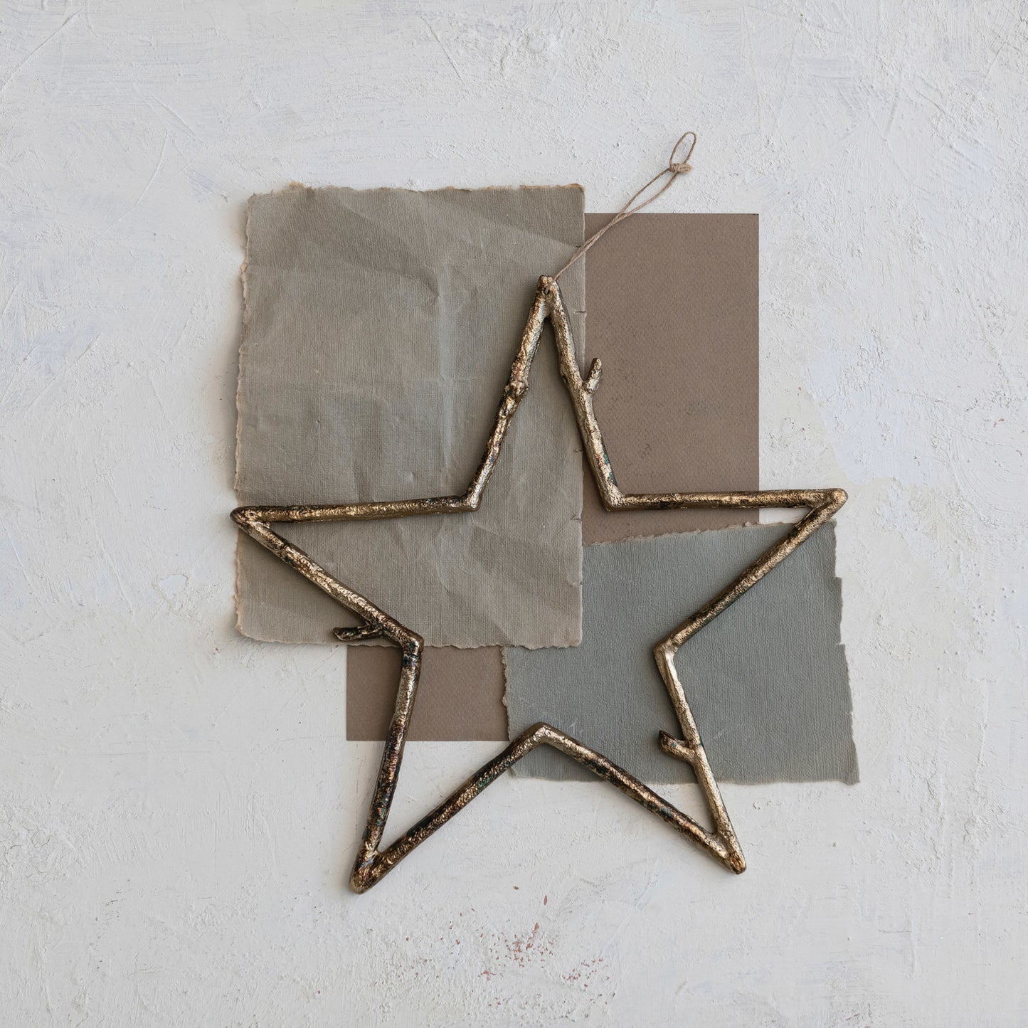 Metal Twig Star Ornament | Antique Gold Finish