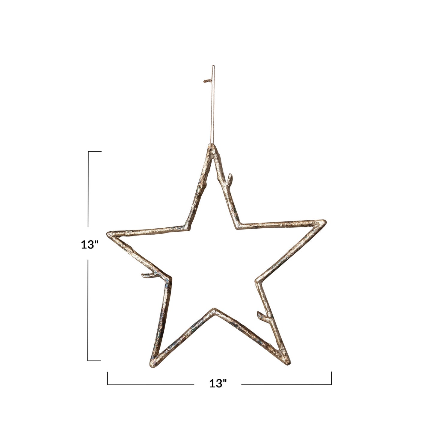 Metal Twig Star Ornament | Antique Gold Finish