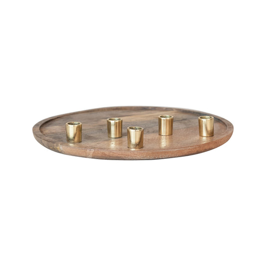 Decorative Advent Taper Tray | Wood & Aluminum