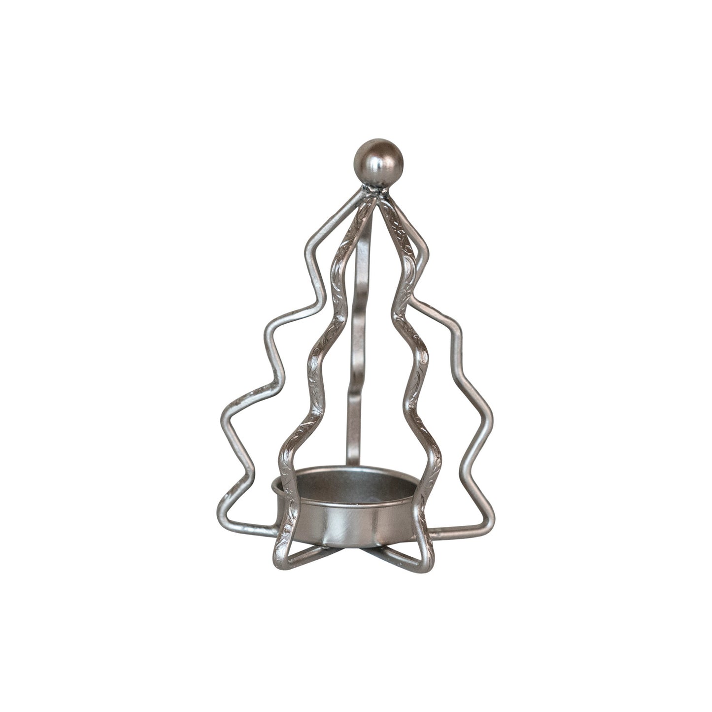 Metal Tree-Shaped Tealight Holder | Silver