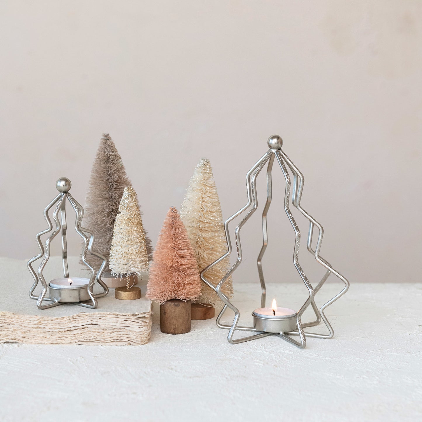 Metal Tree-Shaped Tealight Holder | Silver