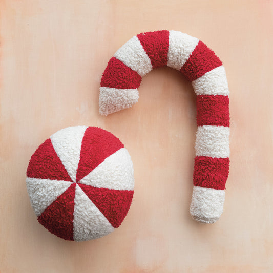 Faux Sherpa Candy Cane Pillow