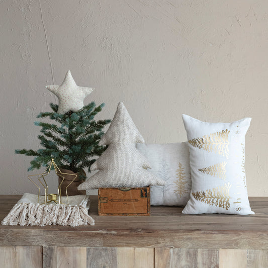 Woven Cotton Slub Tree Shaped Pillow