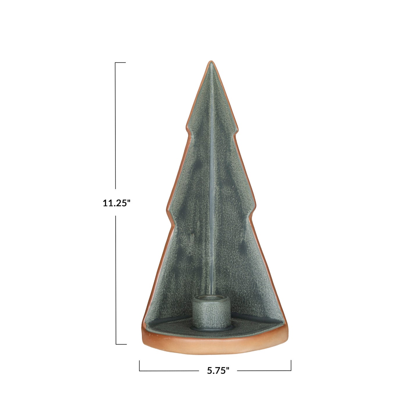 Stoneware Tree Taper Holder | Reactive Glaze Green