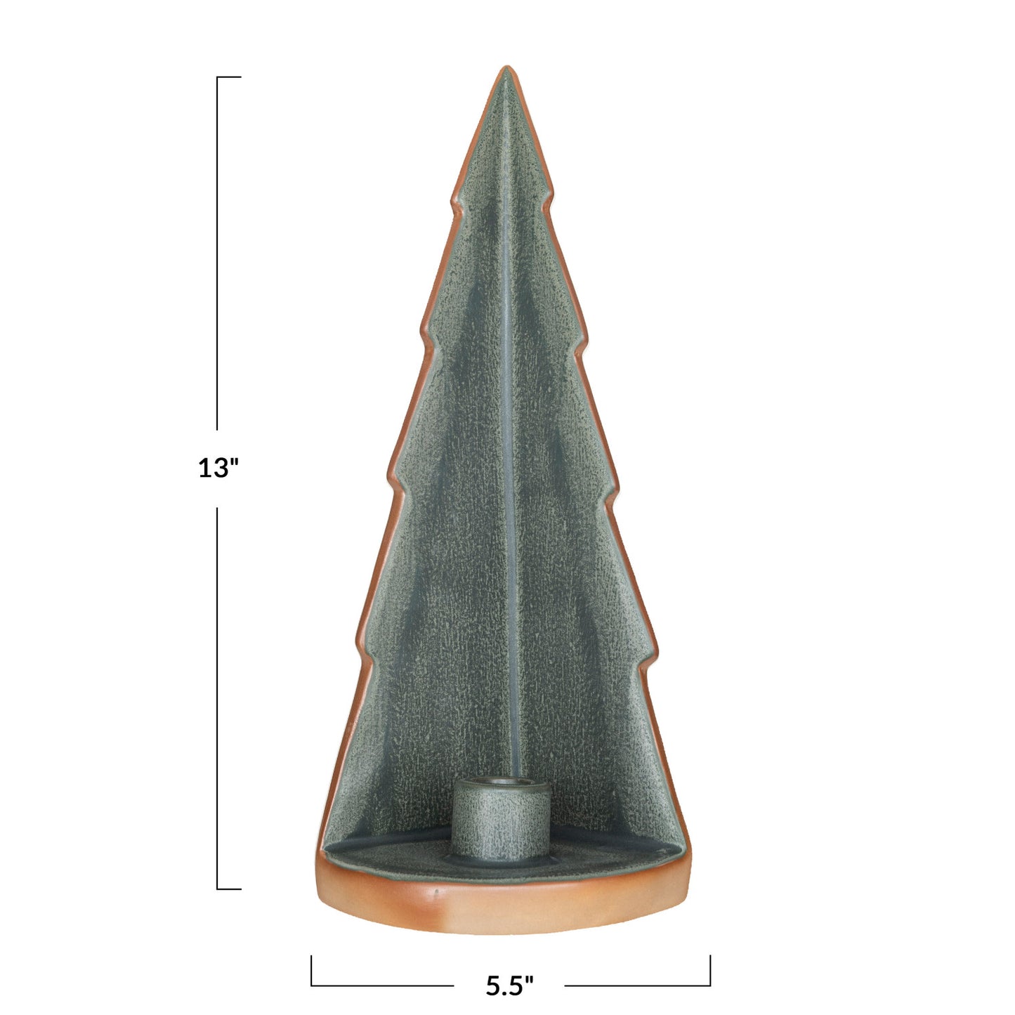 Stoneware Tree Taper Holder | Reactive Glaze Green