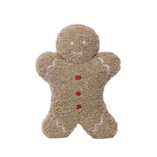 Fabric Bouclé Gingerbread Man Shaped Pillow