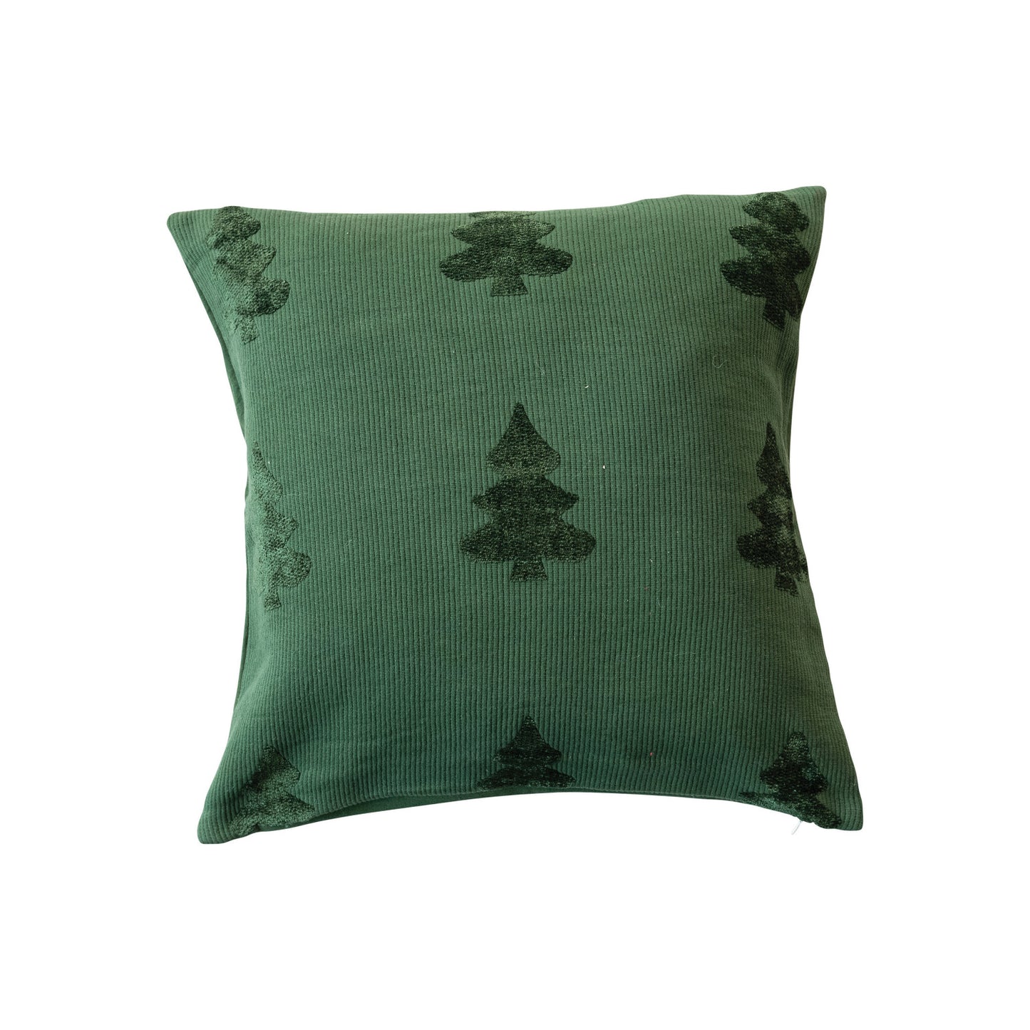 Woven Cotton Blend Jacquard Pillow w/ Trees | Green