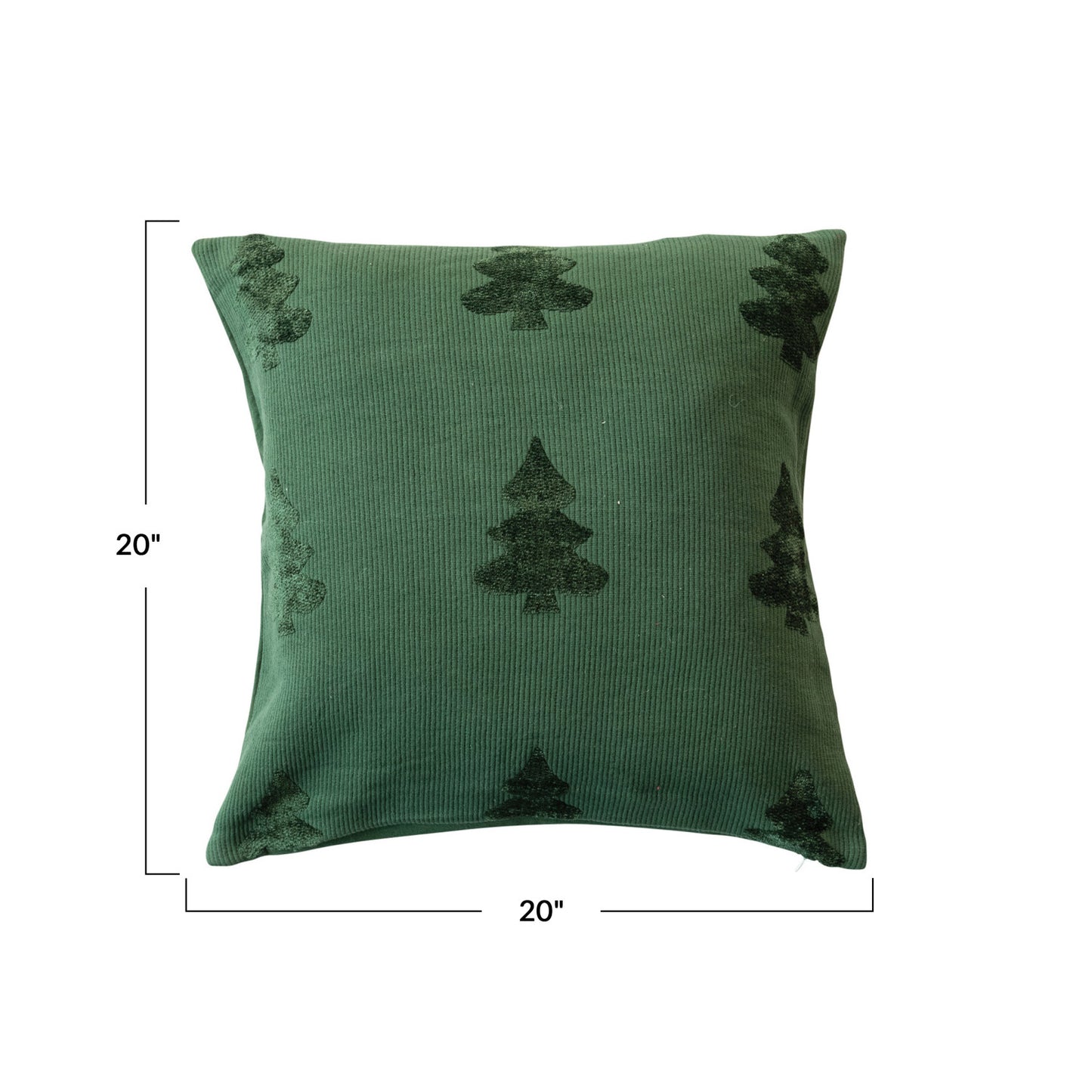 Woven Cotton Blend Jacquard Pillow w/ Trees | Green