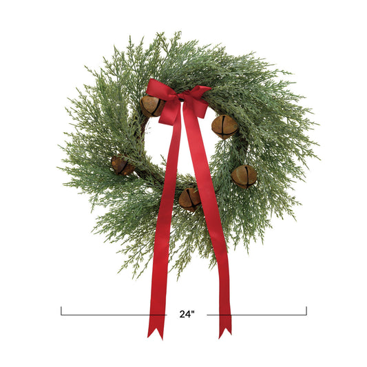 24" Faux Cedar Wreath