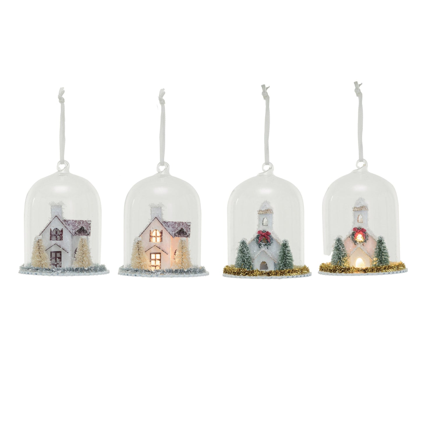 LED House Glass Cloche Ornament