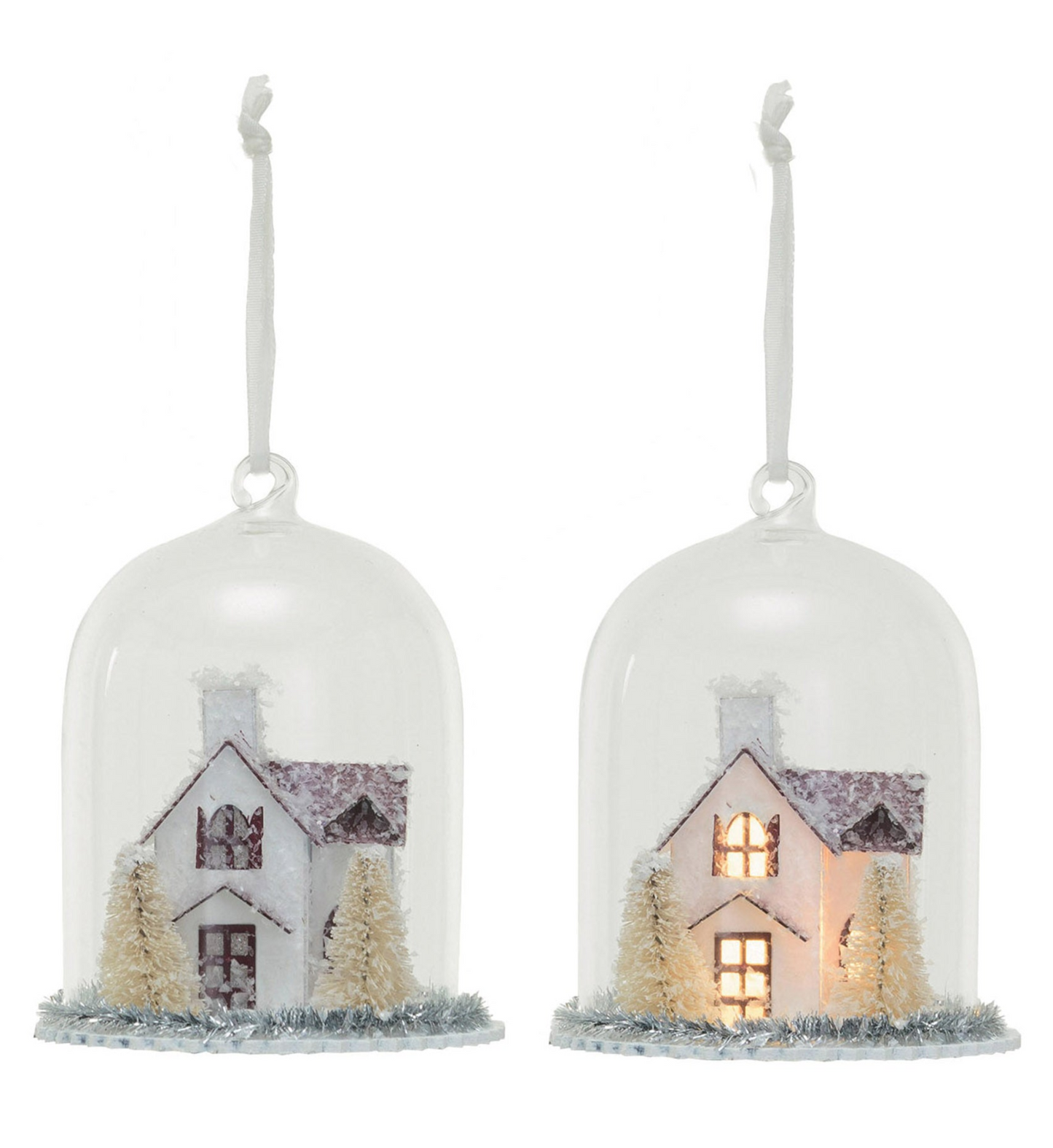 LED House Glass Cloche Ornament