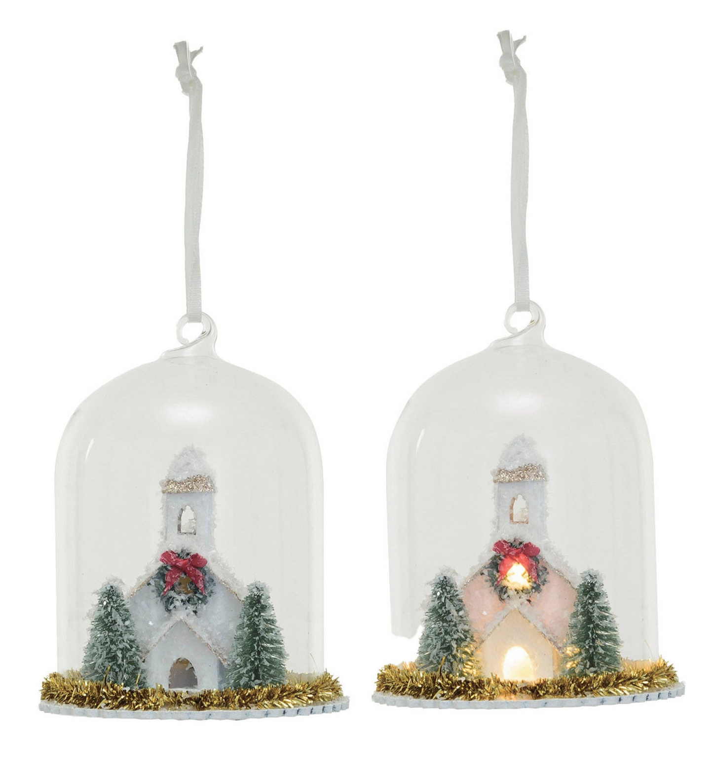 LED House Glass Cloche Ornament