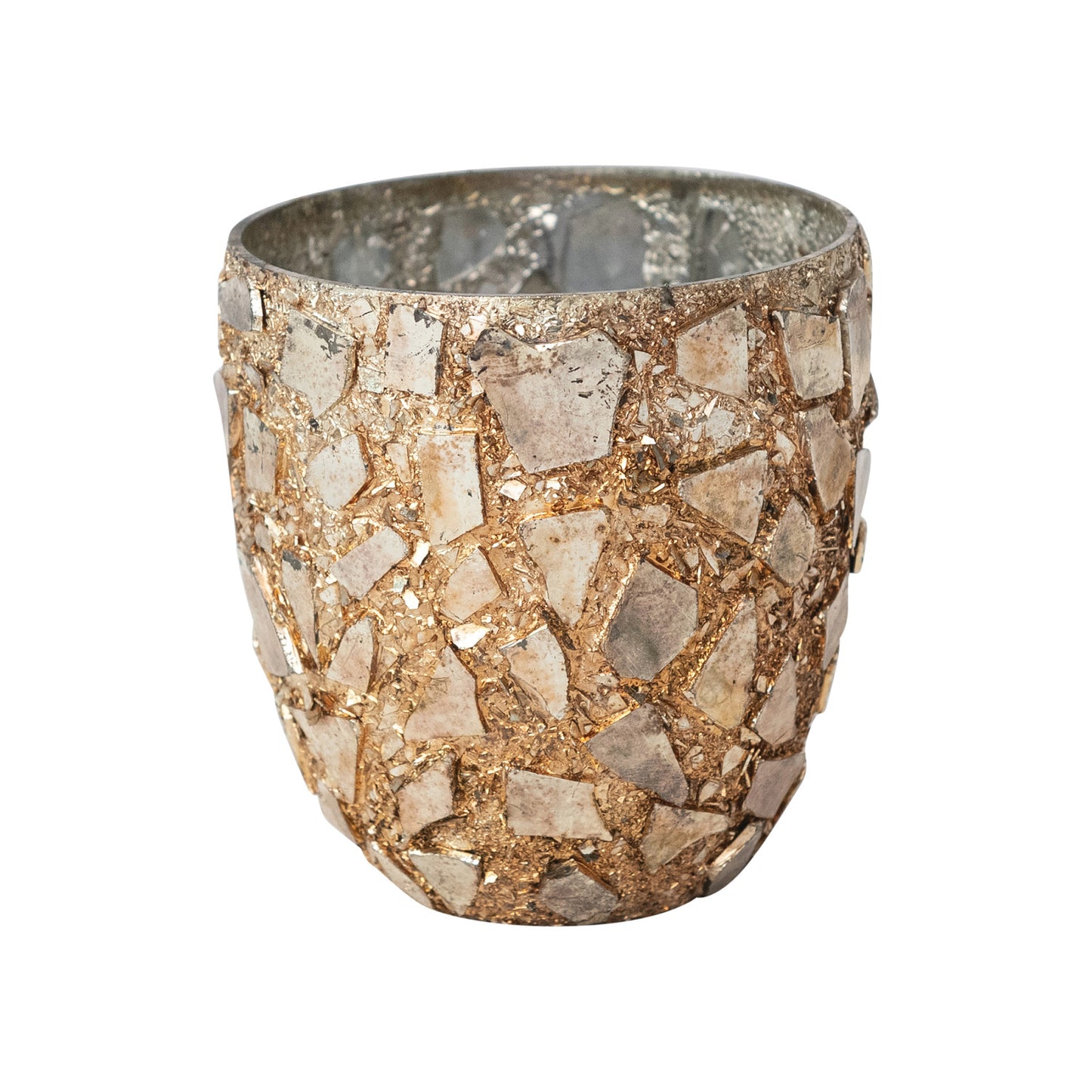 Glass Antique Gold/Silver Tealight Votive Holder