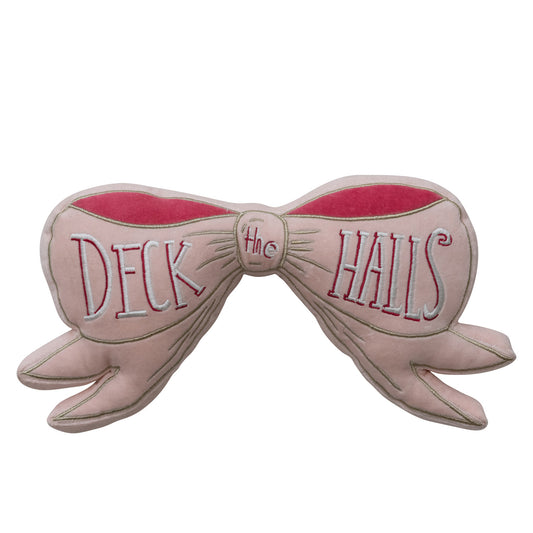 Deck the Halls Embroidered Bow Pillow
