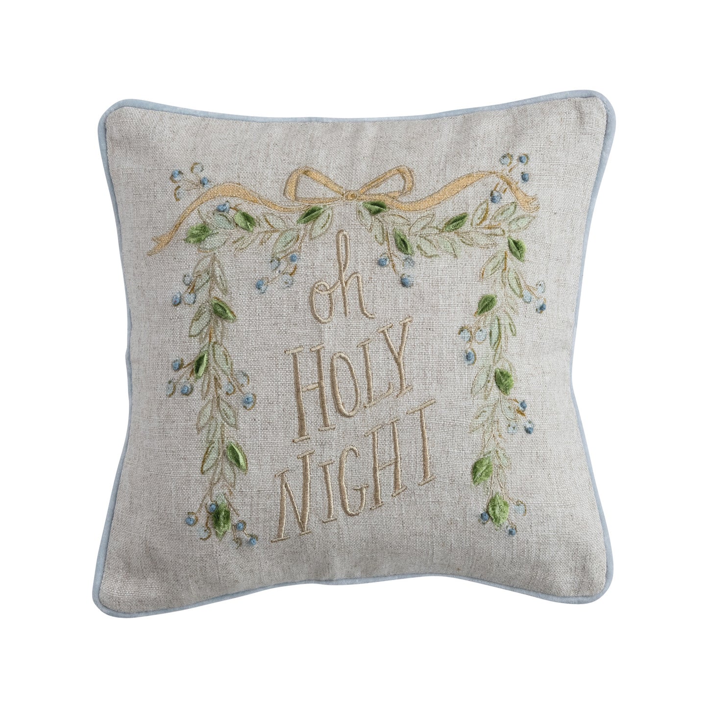 Oh Holy Night Embroidered Velvet Pillow