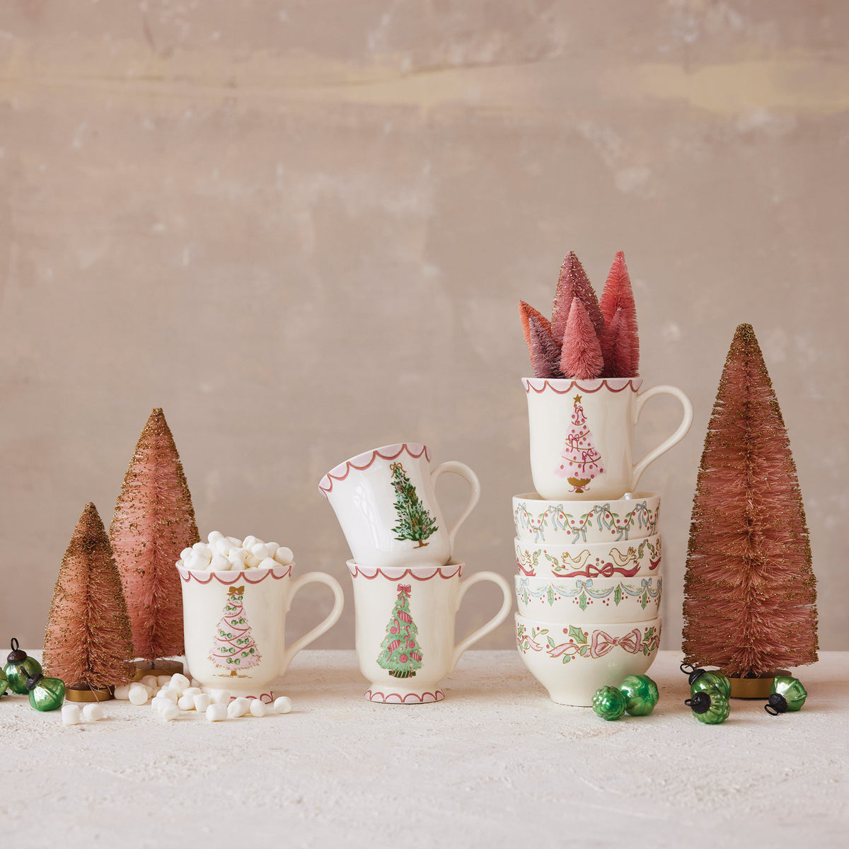Painted Christmas Tree Stoneware Mug