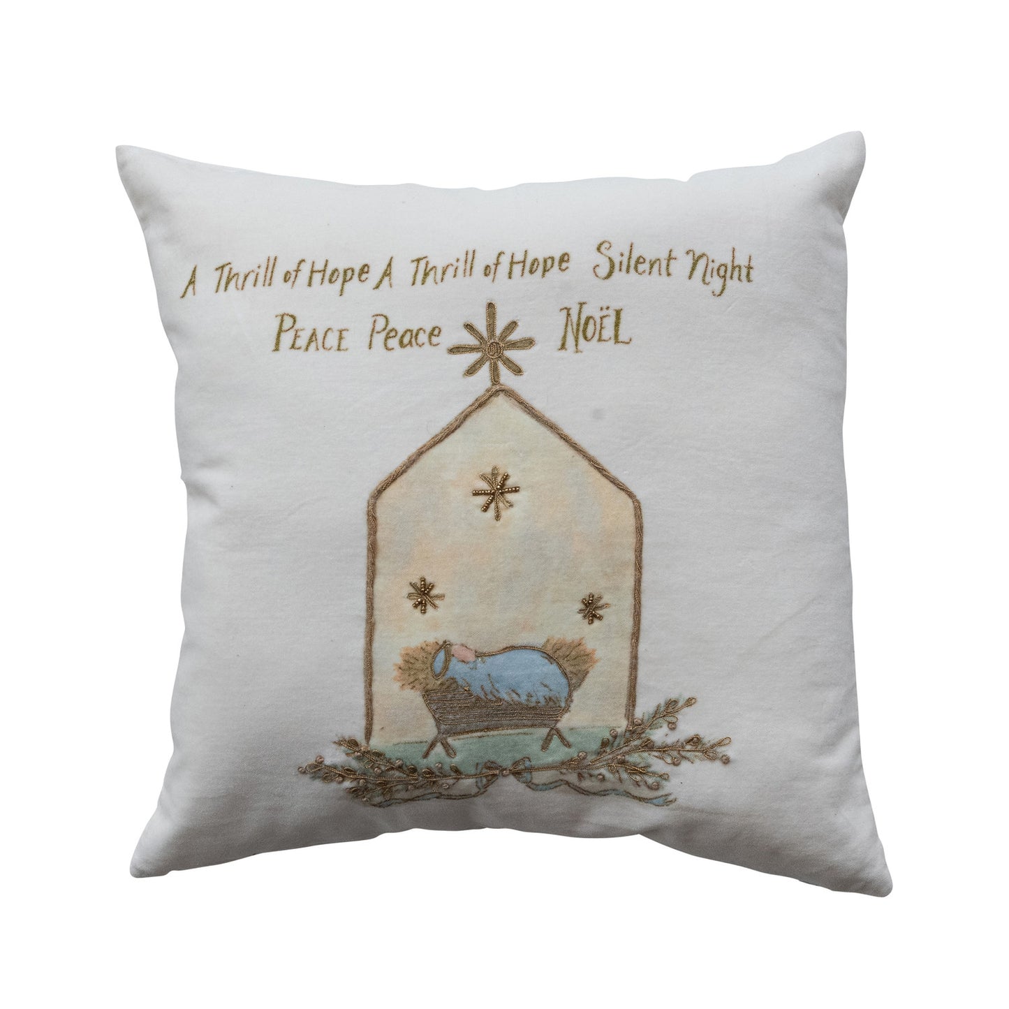A Thrill of Hope Embroidered Pillow