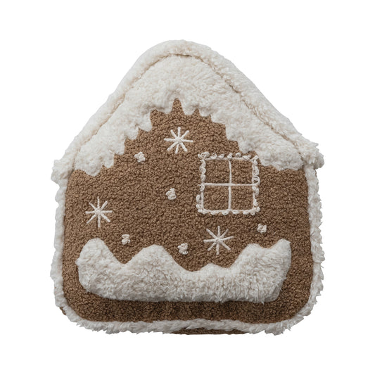 Boucle Sherpa Gingerbread House Pillow