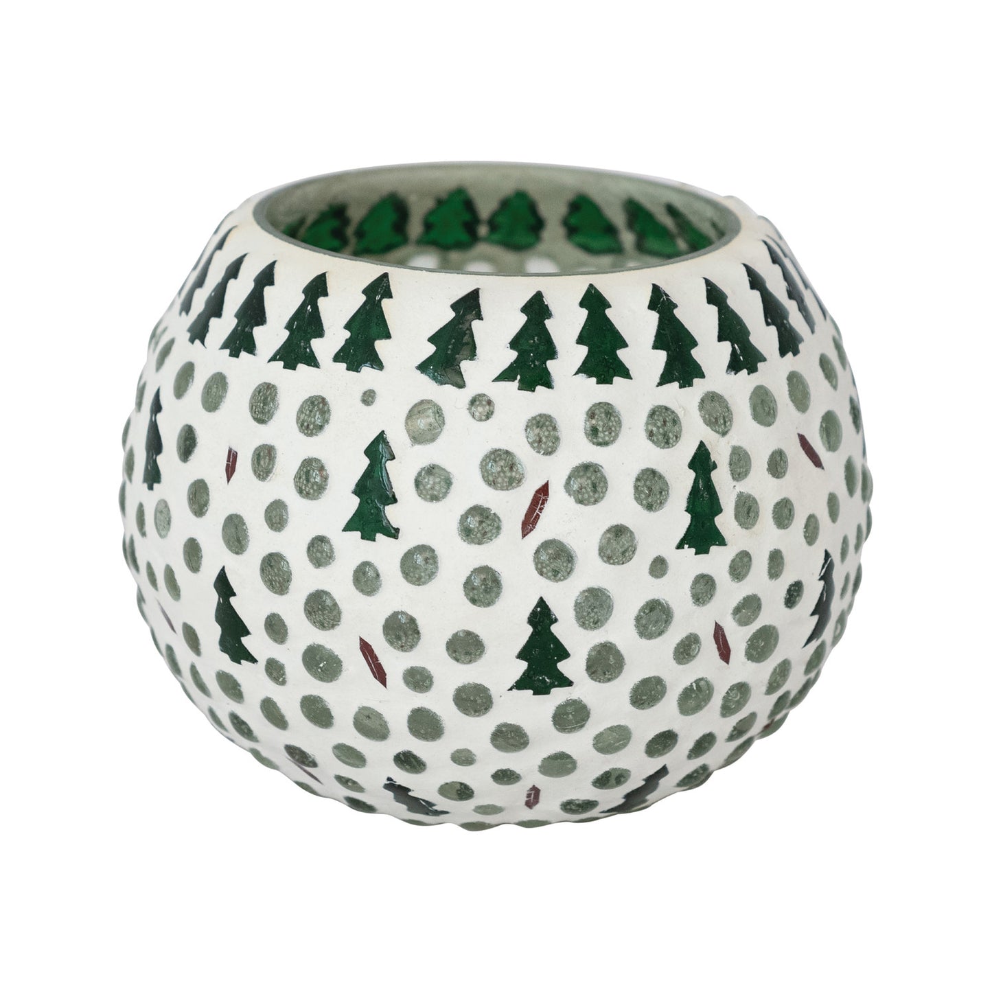 Mosaic Christmas Tree Glass Votive Set