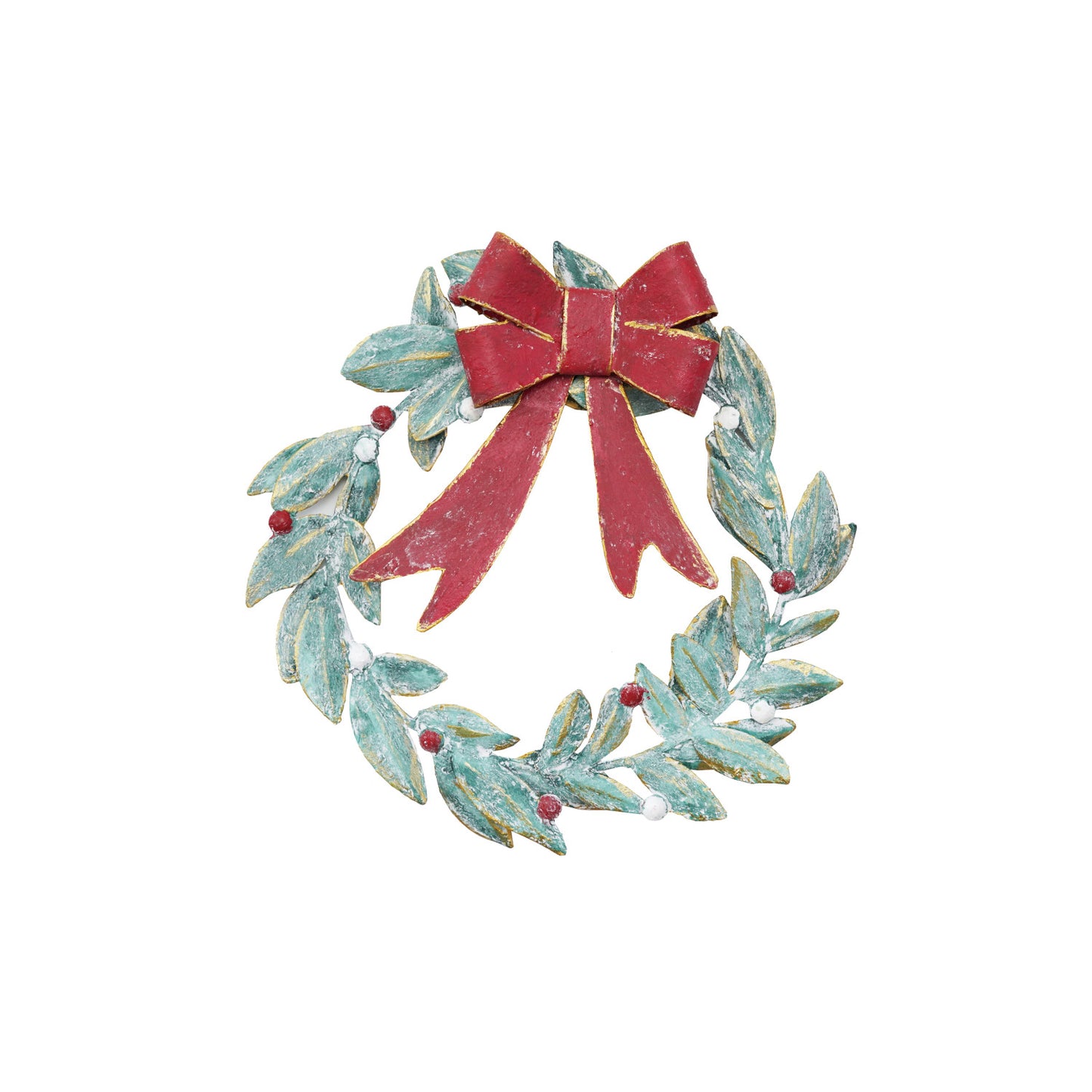 Metal Mistletoe Wreath w/ Bow