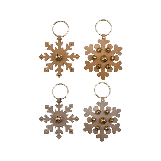 Leather Snowflake Door Hanger w/ Bells